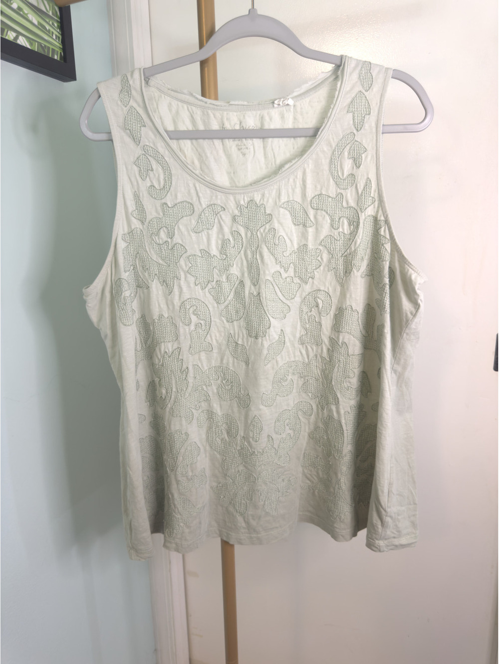 Chicos Tank Top with Embroidered Details